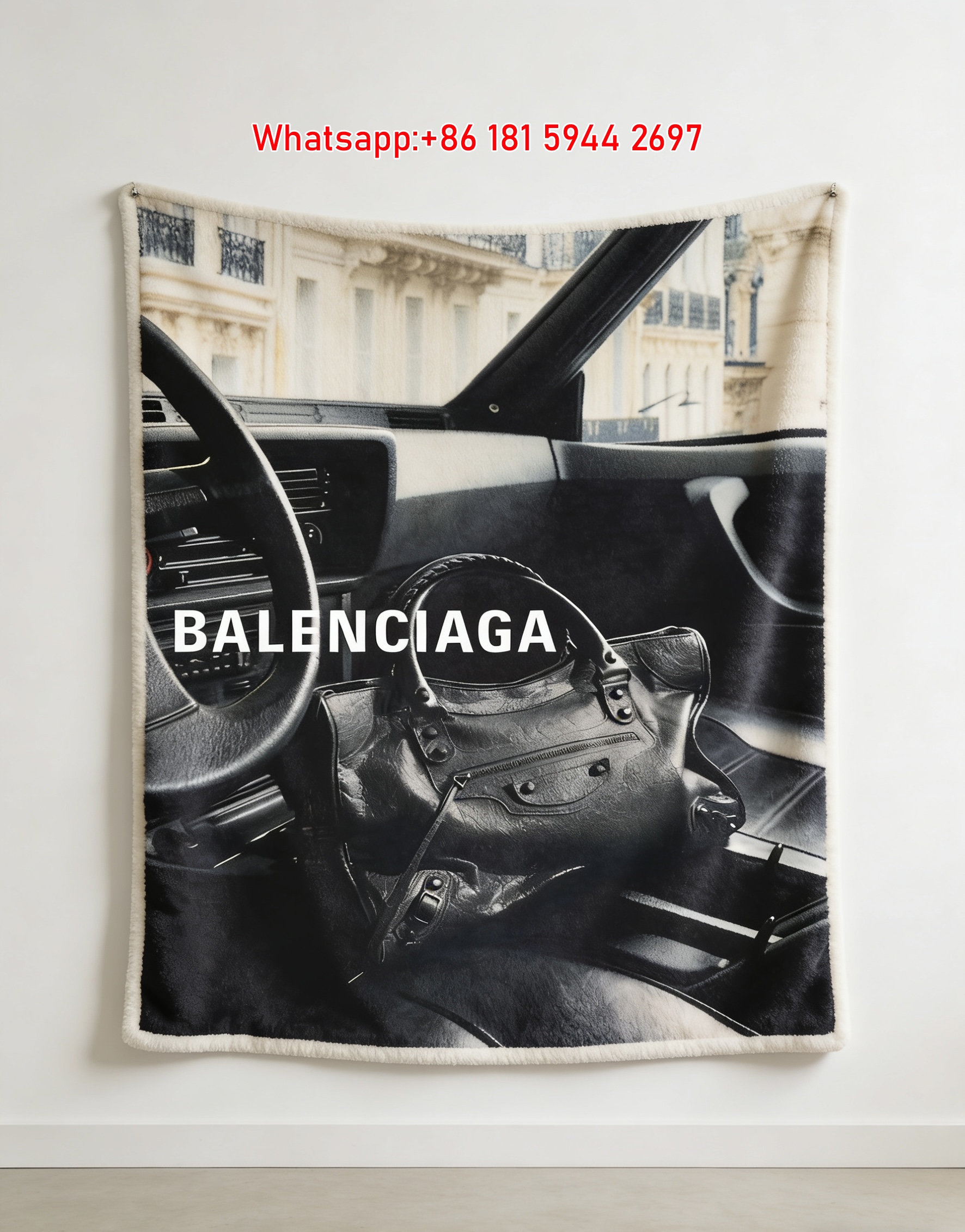 Balenciaga Classic City Bag Car Scene Flannel Sofa Throw Blanket BA209